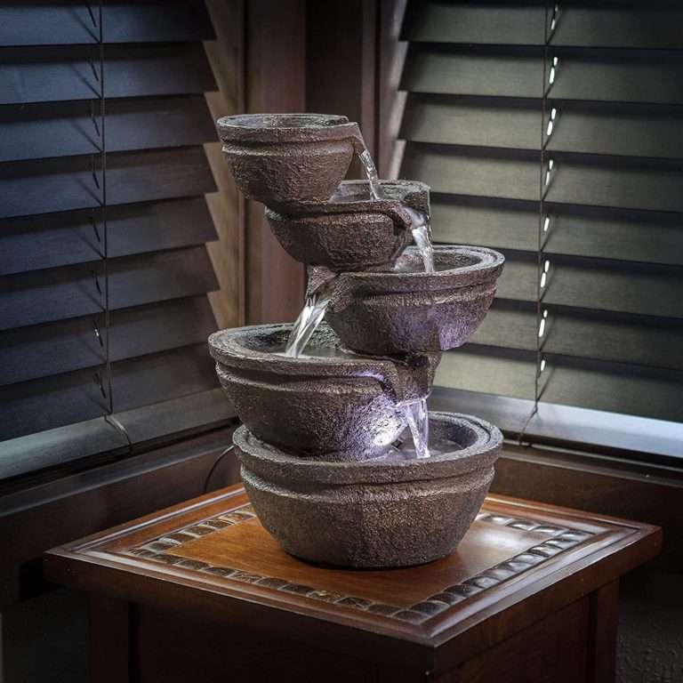 peaceful waters lit tabletop fountain