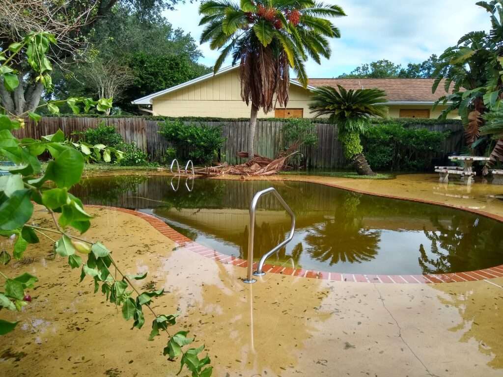 Overnight flooding left my pool and gardens under several inches of water.