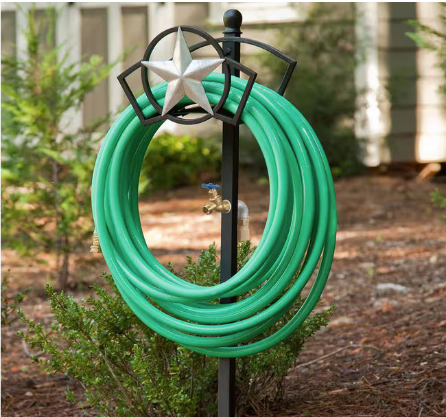 The Liberty Garden Americana Hose Holder Post is similar to the Yard Butler, but reviewers found it leaked more frequently out of the box, while others questioned if its proportions would support the weight of a larger standard hose. 